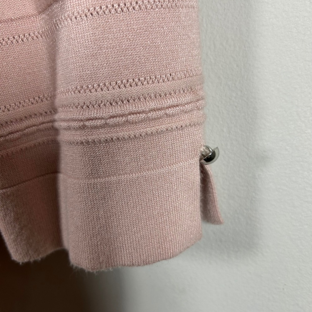 Liz Claiborne Knit Top Women XL Pink Ruched Side Textured Stripe 3/4 Sleeve - Picture 3 of 6